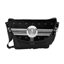 Art Deco Black Silver Medallion Messenger Bag messenger bags
