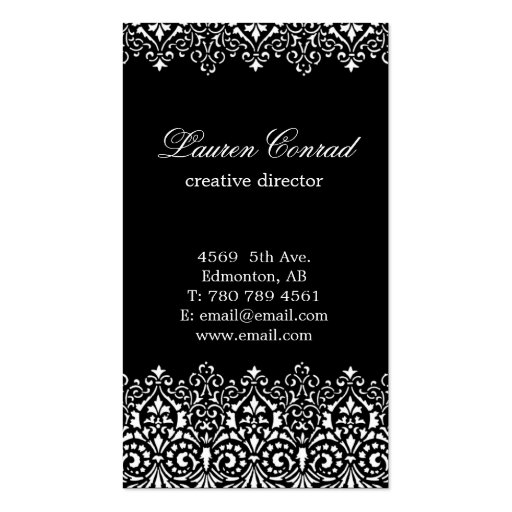 Art Deco Black Vertical Business Card with Monogra