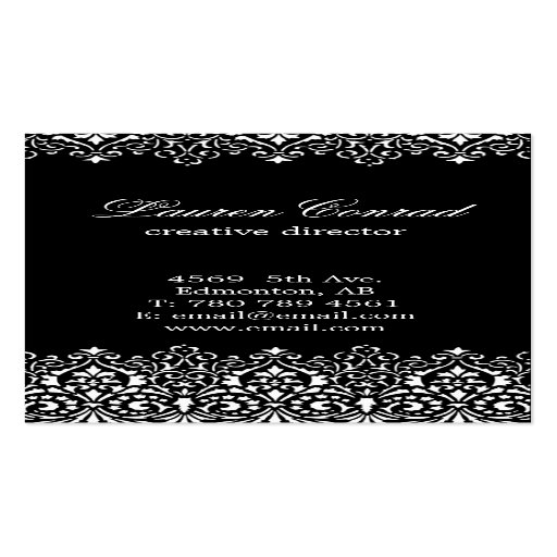 Art Deco Black Vertical Business Card with Monogra