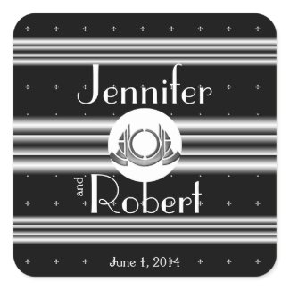 Art Deco Black White Silver Medallion Sticker