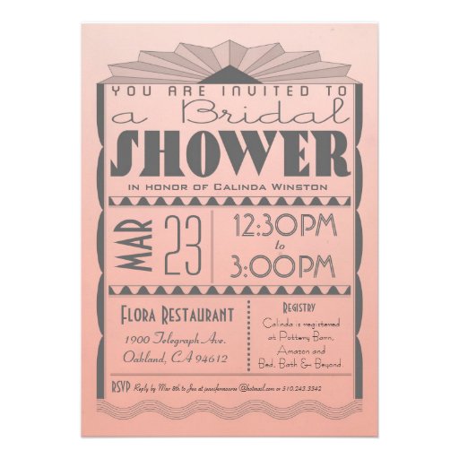 Art Deco Bridal Shower Invitation - Gatsby Style