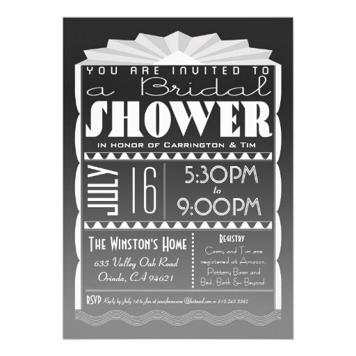 Art Deco Bridal Shower Invitation - Gatsby Style