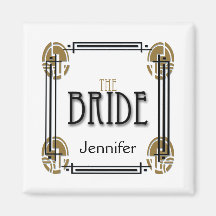 Art Deco Bride in Black and White Refrigerator Magnet