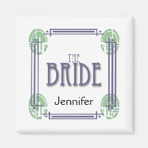 Art Deco Bride in Purple and Green Fridge Magnet