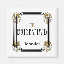 Art Deco Bridesmaid in Black and Gold Magnets