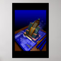 Art Deco Building Emerging from Blueprint