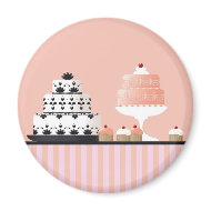 Art Deco Cakes on a Striped Tablecloth magnet