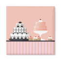 Art Deco Cakes on Striped Tablecloth magnets