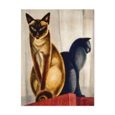 Art Deco Cats Postcard by msdespina