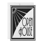 Art Deco Chic Black and White Open House Custom Invites