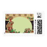 Art Deco Christmas Candles Postage Stamp