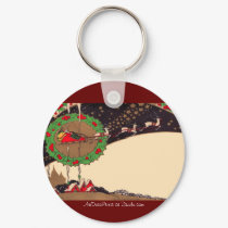 Art Deco Christmas Santa Keychain