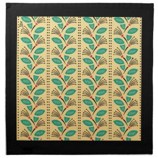 Art Deco Climbing Strawberry Vines Black Stripes Printed Napkin