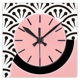Art Deco Cut-A-Way (Plaza Pink+Black) Wall Clocks
