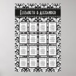 Art Deco Damask Wedding 16 Table Seating Chart Posters