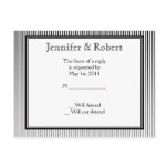 Art Deco Elegant Black and White Stripe RSVP Postcards