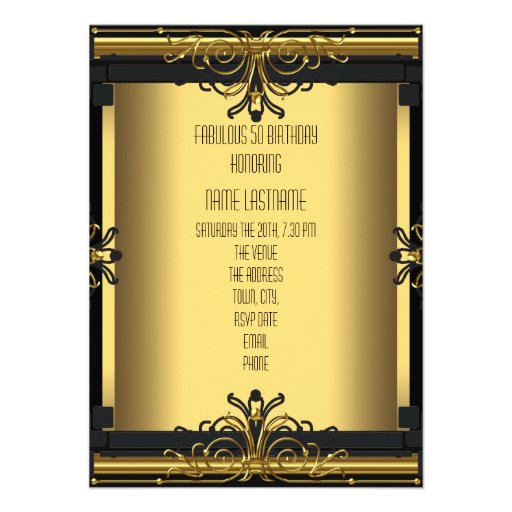 ART DECO Fabulous 50 50th Gatsby Birthday Party Invites