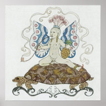 Art Deco Fantasy Animal Turtle Print