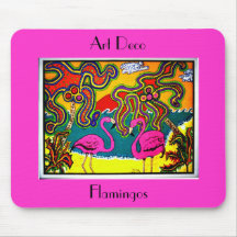 Art Deco Flamingos Mouse Pads