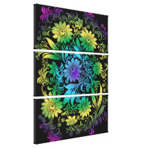 Art Deco  Floral Rainbow Stretched Canvas Print