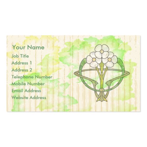 art deco floral water color wash business cards