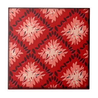 Art Deco Flower Grid - Reds Tiles