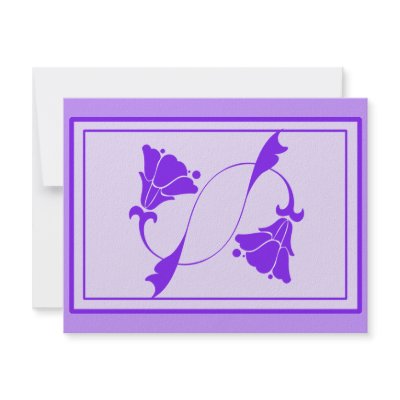 Art Deco Flowers in Purple on Cards, Stickers Personalized Announcement by PurpleGifts