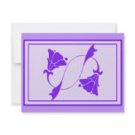 Art Deco Flowers in Purple on Cards, Stickers Personalized Announcement