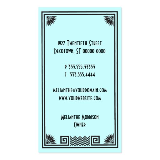 Art Deco Frame Business Card (back side)