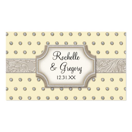 Art Deco Frame Champagne Silver Jewel Dots Business Card