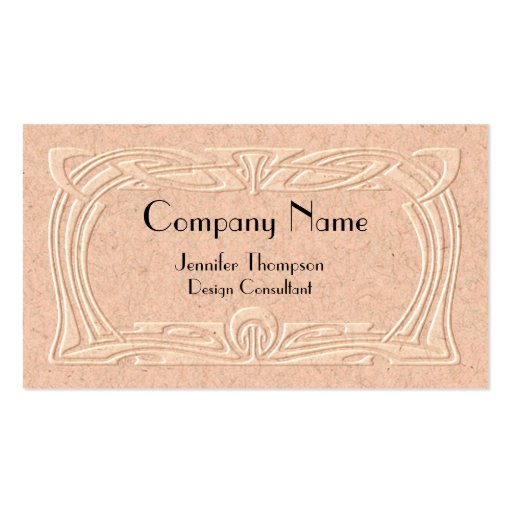 Art Deco Frame embossed look on handmade paper Business Cards (front side)
