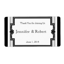 Art Deco Frame Wedding Water Bottle Label