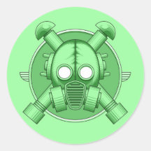 Art Deco Gasmask Green Sticker