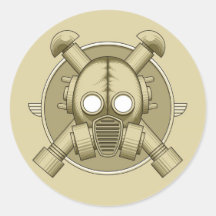 Art Deco Gasmask Khaki Stickers