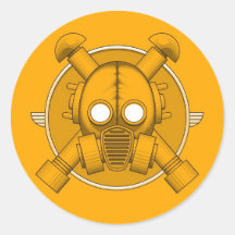 Art Deco Gasmask Orange Round Sticker