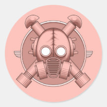Art Deco Gasmask Pink Round Sticker