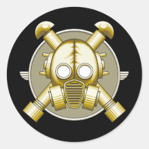 Art Deco Gasmask Round Stickers