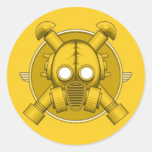 Art Deco Gasmask Yellow Stickers