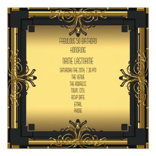 ART DECO Gatsby Fabulous 50 50th Birthday Party Invitation