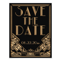 Art Deco Gatsby Style Wedding Save the Date Personalized Invites