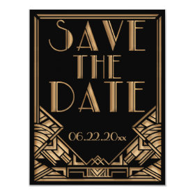 Art Deco Gatsby Style Wedding Save the Date Personalized Invites