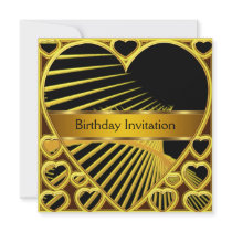 Art  Deco Gold Abstract Birthday Invitation
