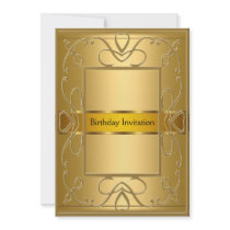 Art  Deco Gold Birthday Invitation
