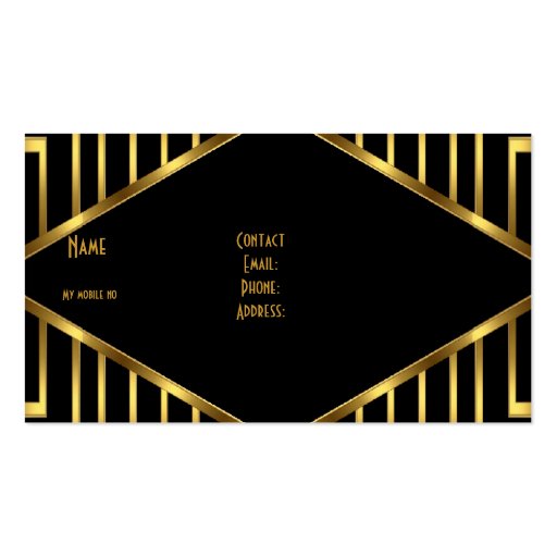 Art Deco Gold Black Stripe Elegant Classy 2 Business Card Template (back side)
