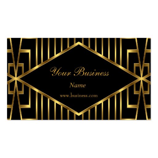 Art Deco Gold Black Stripe Elegant Classy 2 Business Card Template