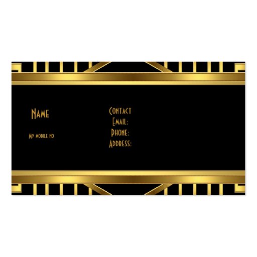 Art Deco Gold Black Stripe Elegant Classy Business Card Templates (back side)