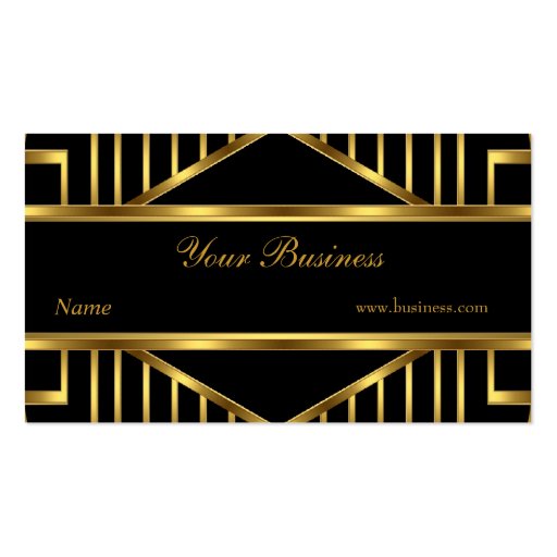 Art Deco Gold Black Stripe Elegant Classy Business Card Templates (front side)