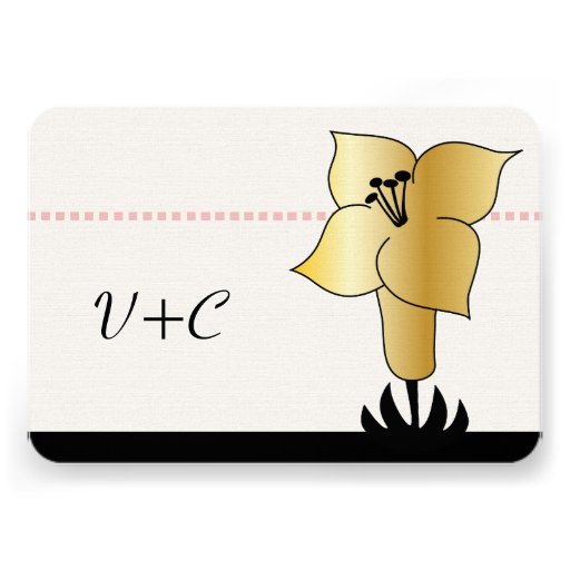 Art Deco Gold Lily Modern Typography Wedding Personalized Invitations