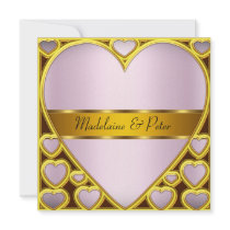 Art  Deco Gold pink Wedding Party Invitation
