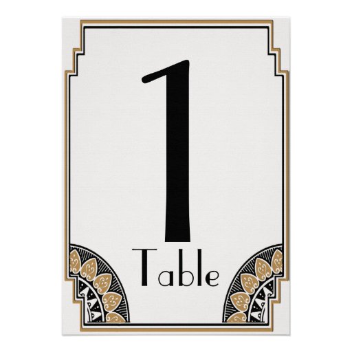 Art Deco Gold Posh Table Number Personalized Announcements